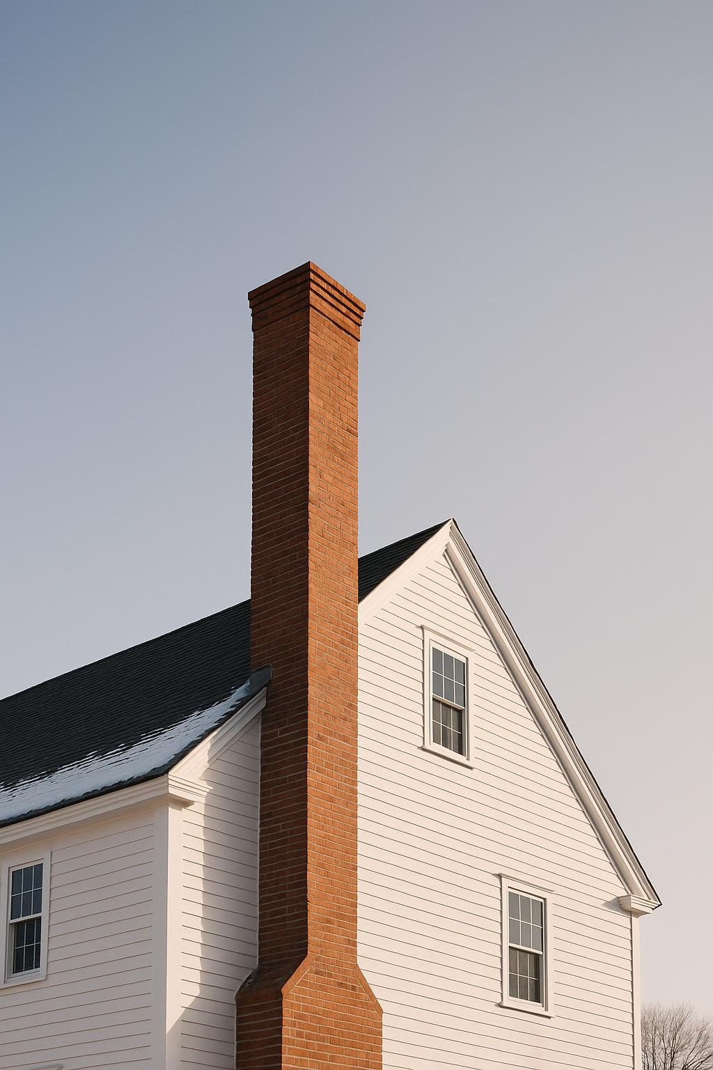Brick chimney on a colonial house (illustration)